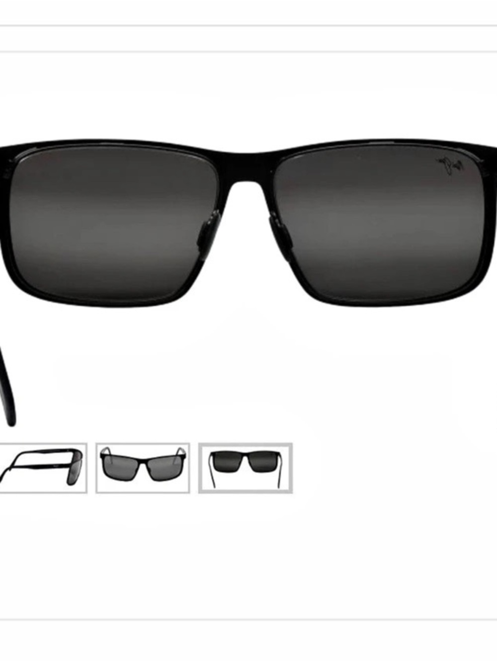 Maui Jim WANA Black Rectangular Sunglasses NWT